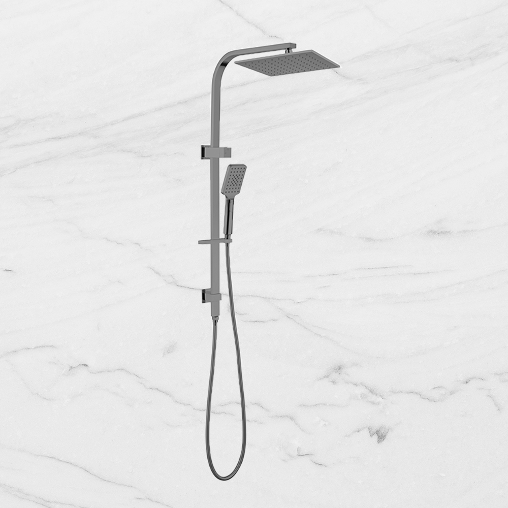 Celia Twin Shower Set Square Head Brushed Gunmetal