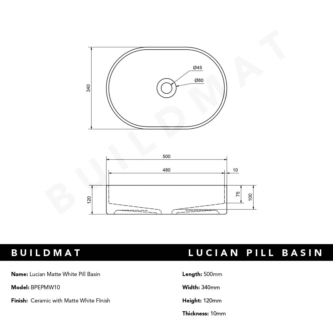 Lucian Matte White Pill Basin