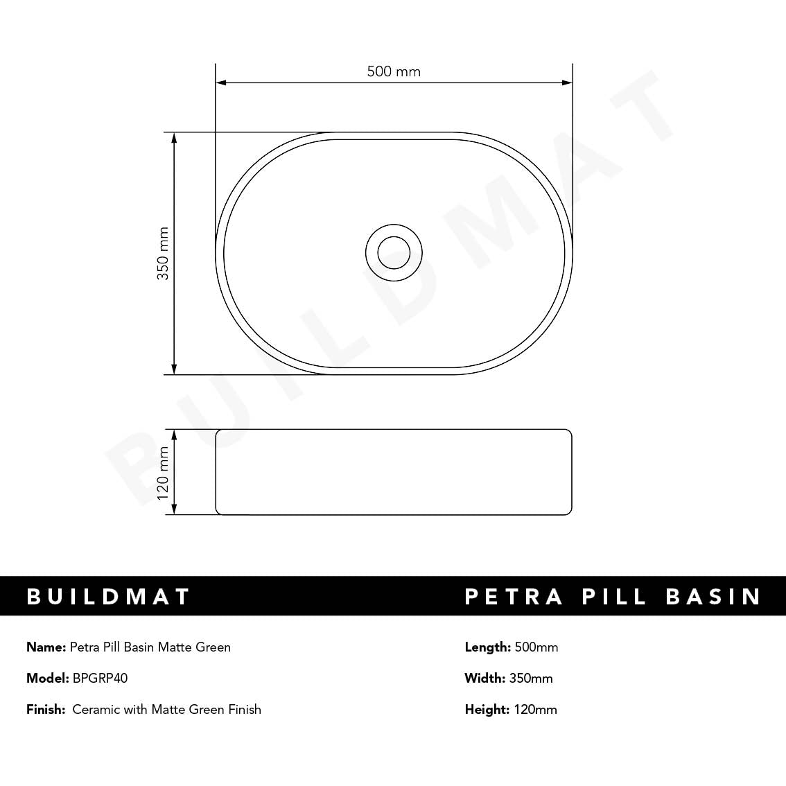 Petra Pill Matte Green Basin