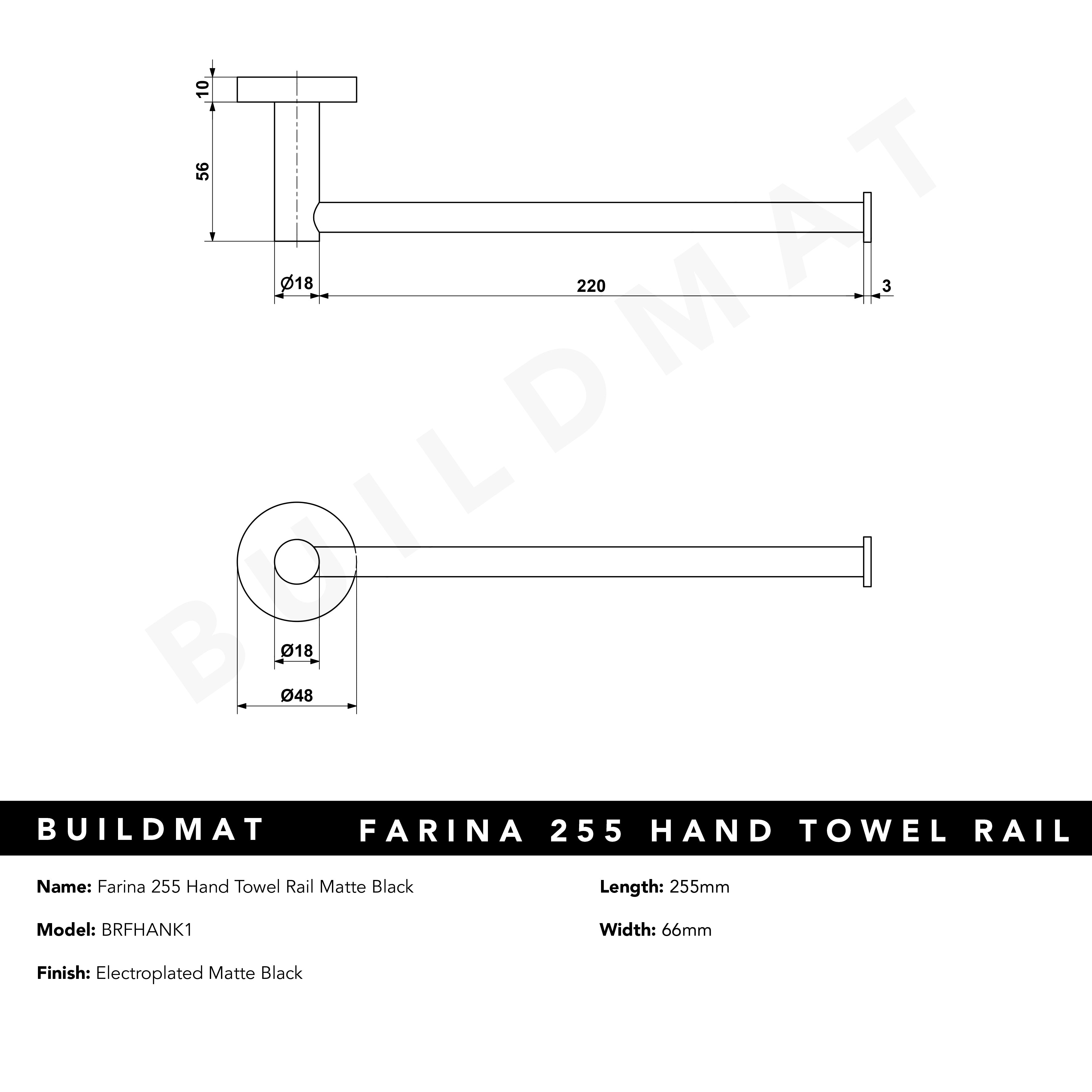 Farina 255 Hand Towel Rail Matte Black