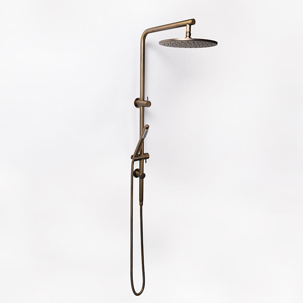 Mira Brushed Vintage Antique Brass Shower Rail Twin Set