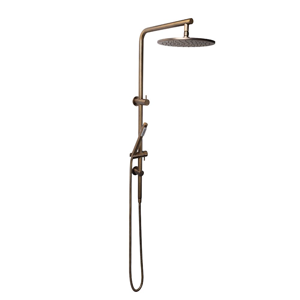 Mira Brushed Vintage Antique Brass Shower Rail Twin Set – Buildmat