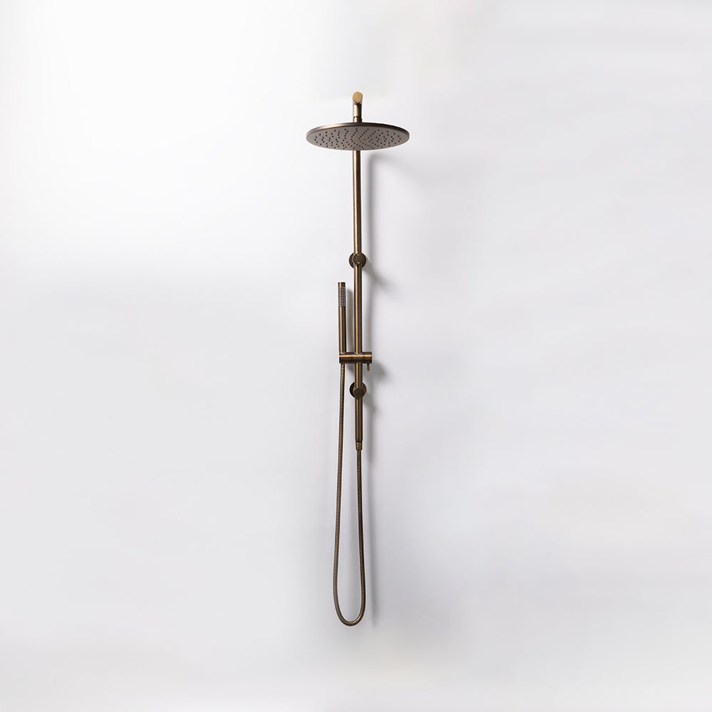 Mira Brushed Vintage Antique Brass Shower Rail Twin Set