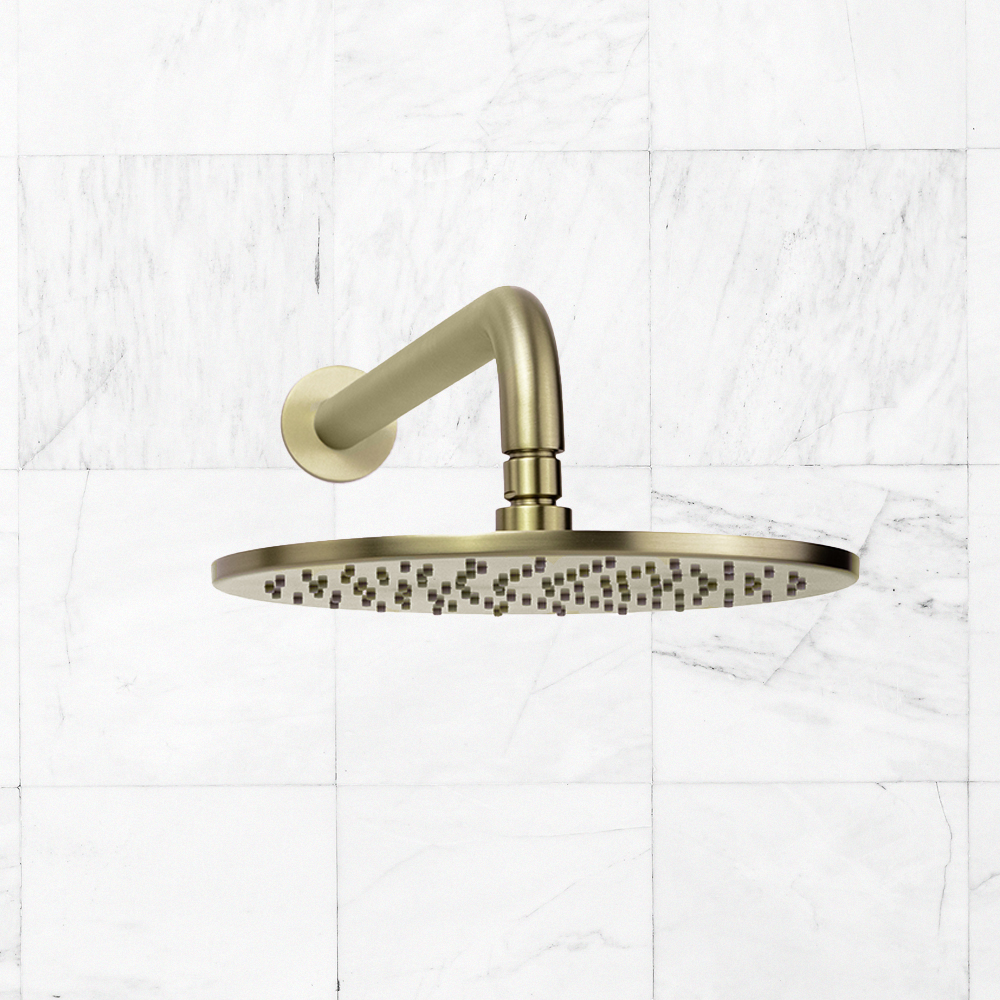 Mira Brushed Brass Gold Curved Shower Arm