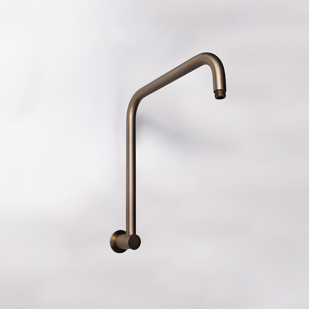 Mira Brushed Vintage Antique Brass High Rise Upswept Shower Arm