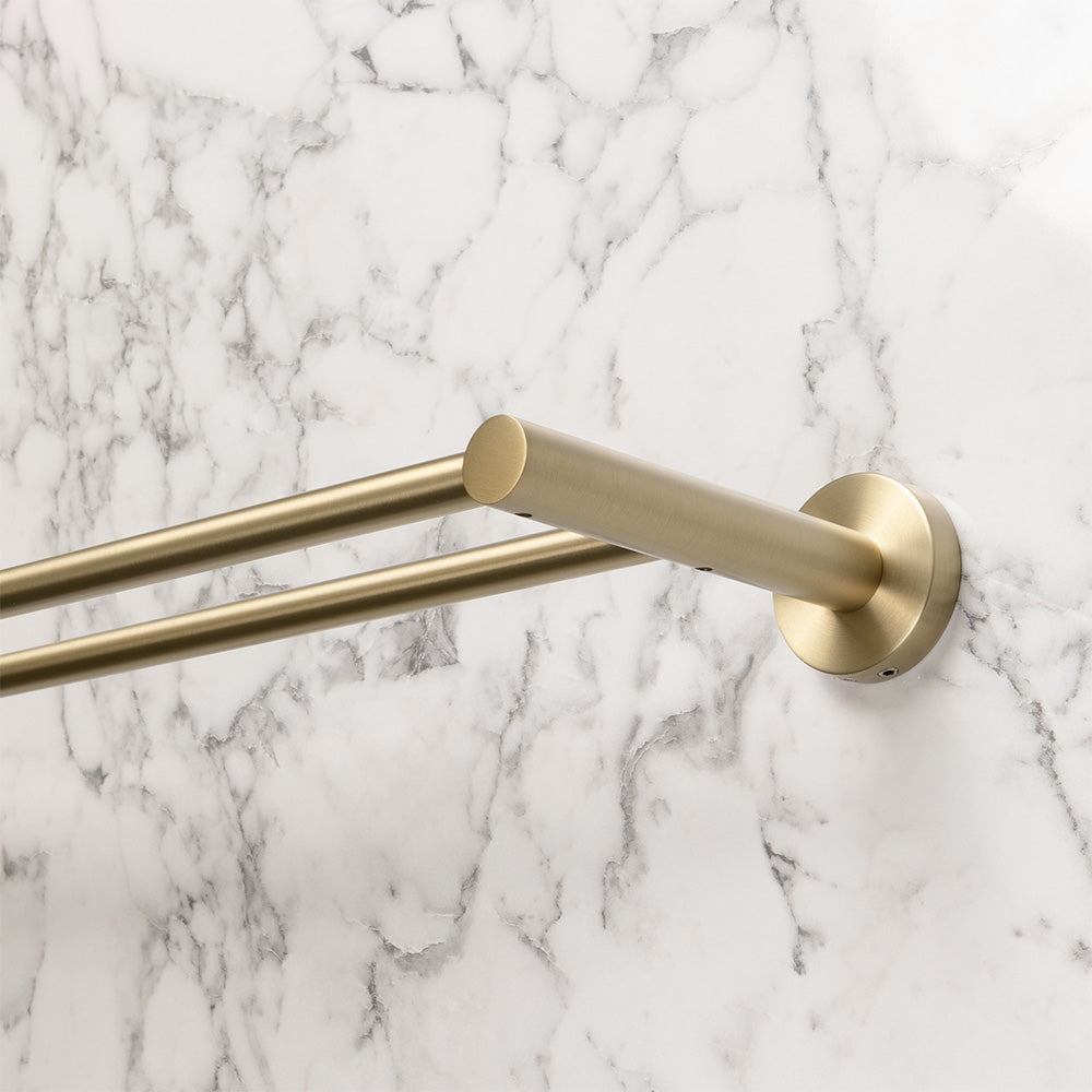 Farina 600 Double Towel Rail Brushed Brass Gold