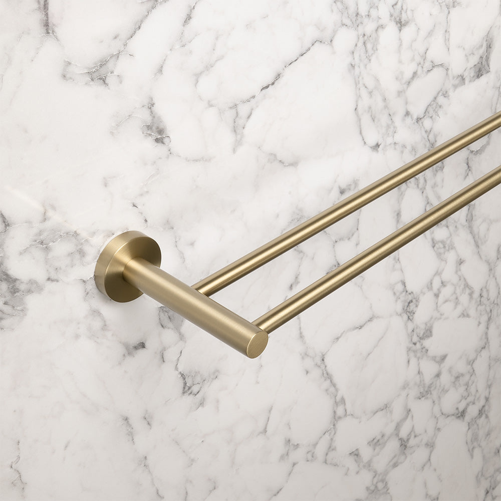 Farina 600 Double Towel Rail Brushed Brass Gold