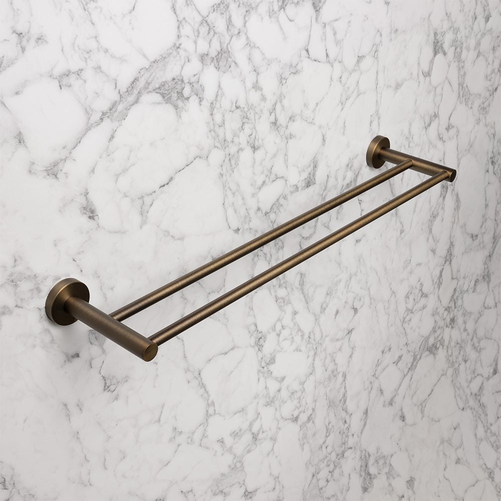 Farina 600 Double Towel Rail Brushed Vintage Antique Brass