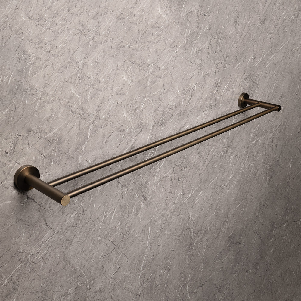 Farina 800 Double Towel Rail Brushed Vintage Antique Brass