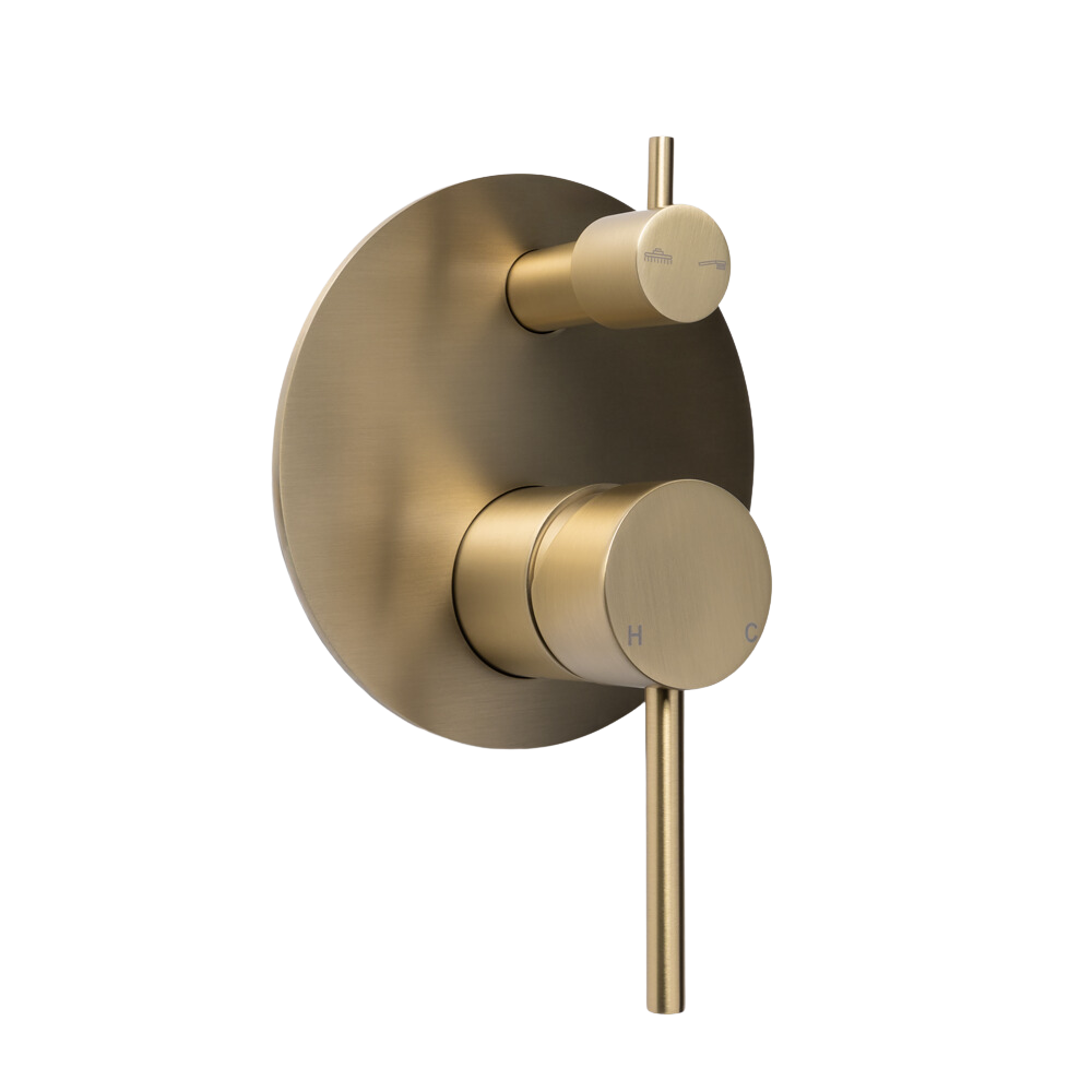 Mira Brushed Brass Gold Wall Mixer Divertor Plate