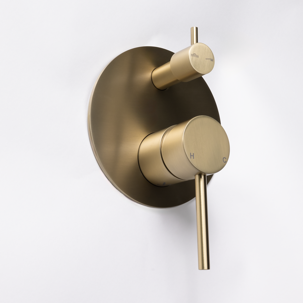 Mira Brushed Brass Gold Wall Mixer Divertor Plate