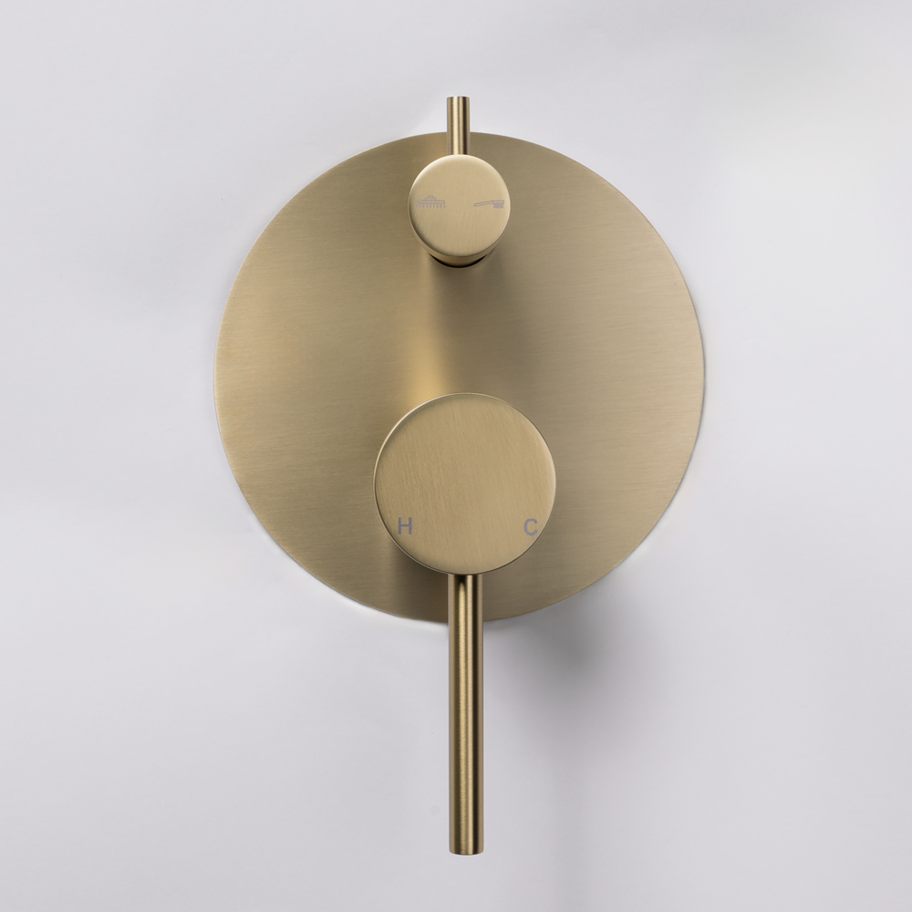 Mira Brushed Brass Gold Wall Mixer Divertor Plate