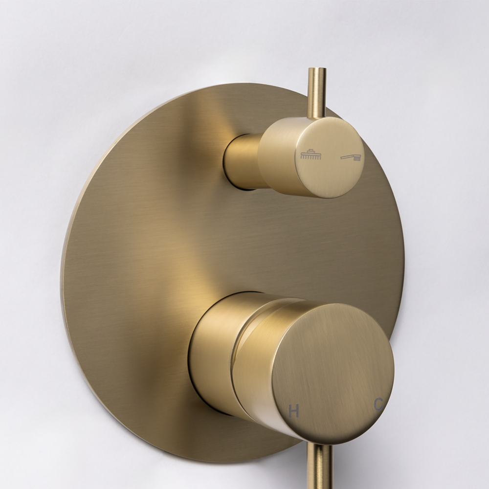 Mira Brushed Brass Gold Wall Mixer Divertor Plate