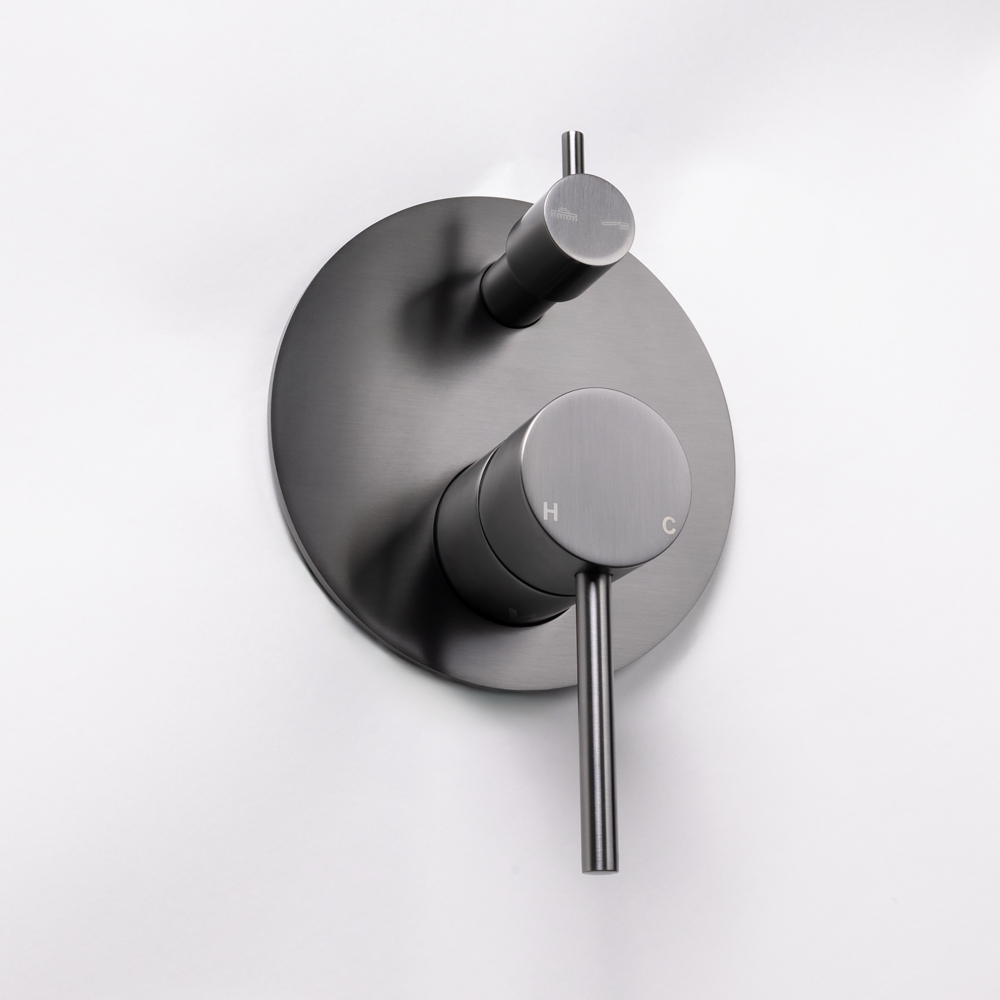 Mira Brushed Gunmetal Wall Mixer Divertor Plate