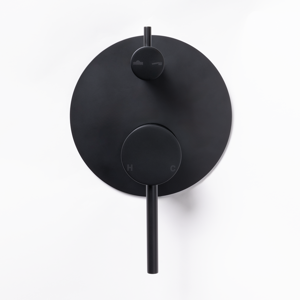 Mira Matte Black Wall Mixer Divertor Plate