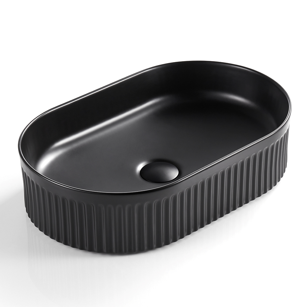 Carrie Matte Black Fluted Ultra Slim Pill Basin