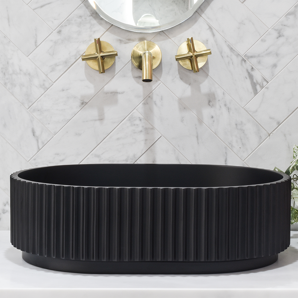 Holly Matte Black Fluted Pill Basin