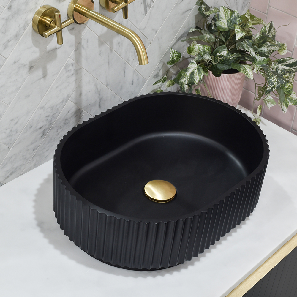 Holly Matte Black Fluted Pill Basin