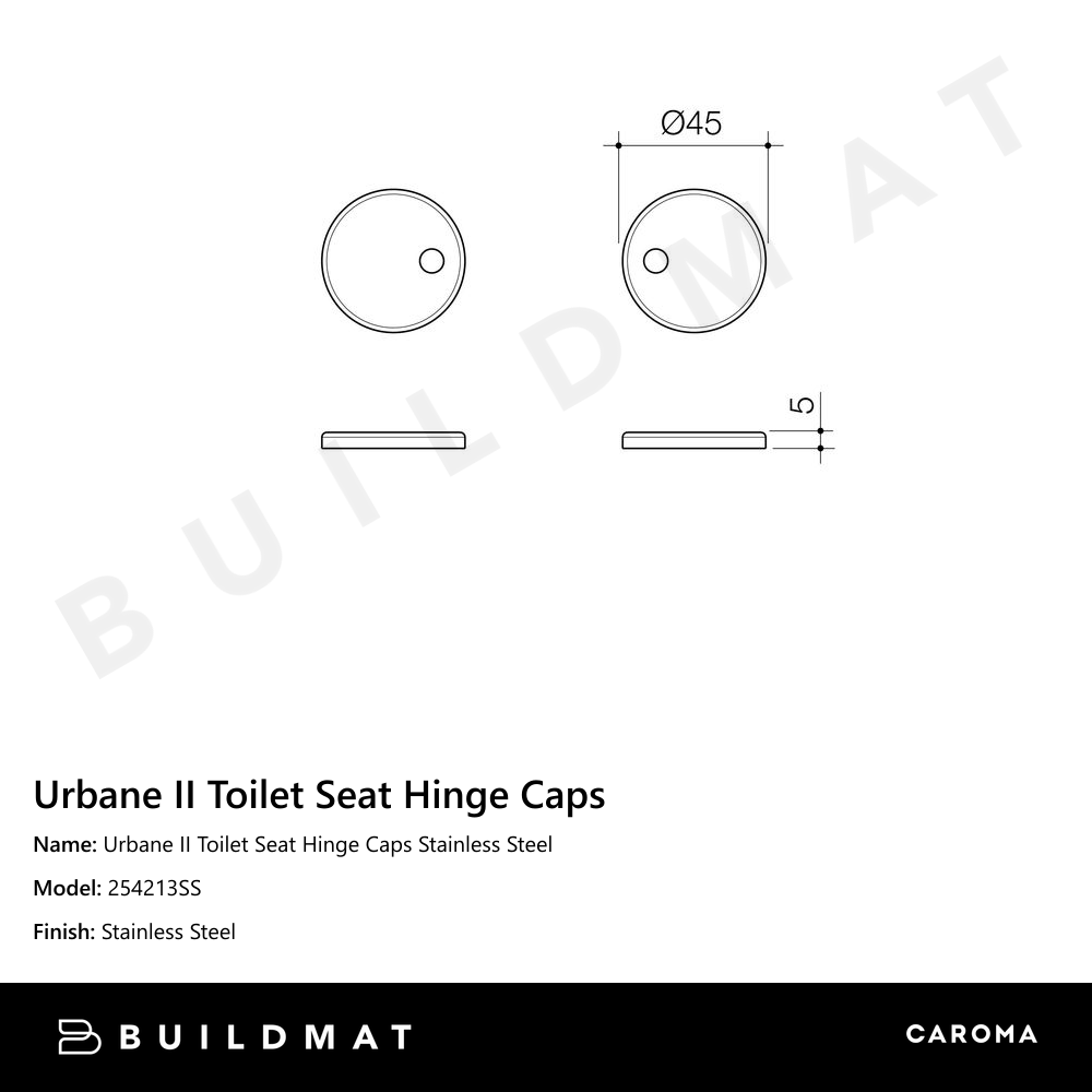 Urbane II Toilet Seat Hinge Caps Stainless Steel