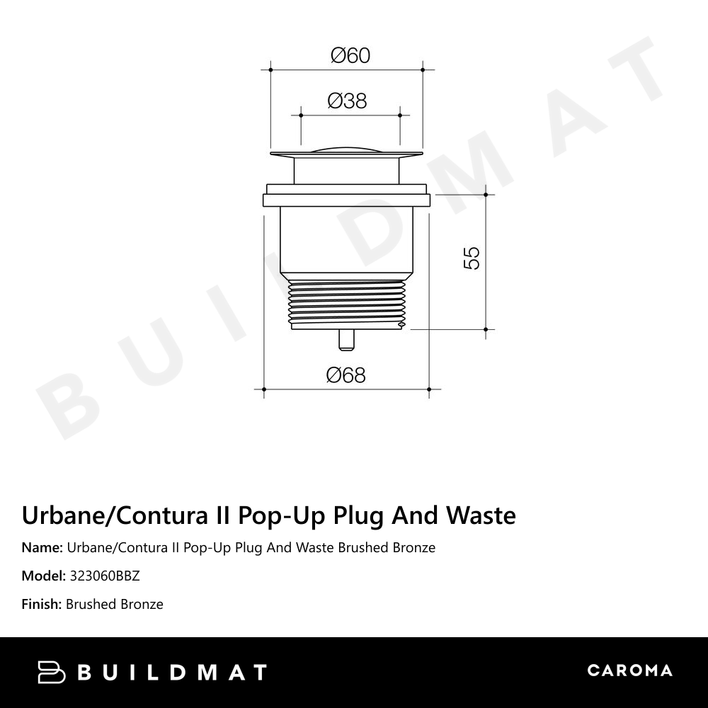 Urbane/Contura II Pop-Up Plug & Waste Brushed Bronze