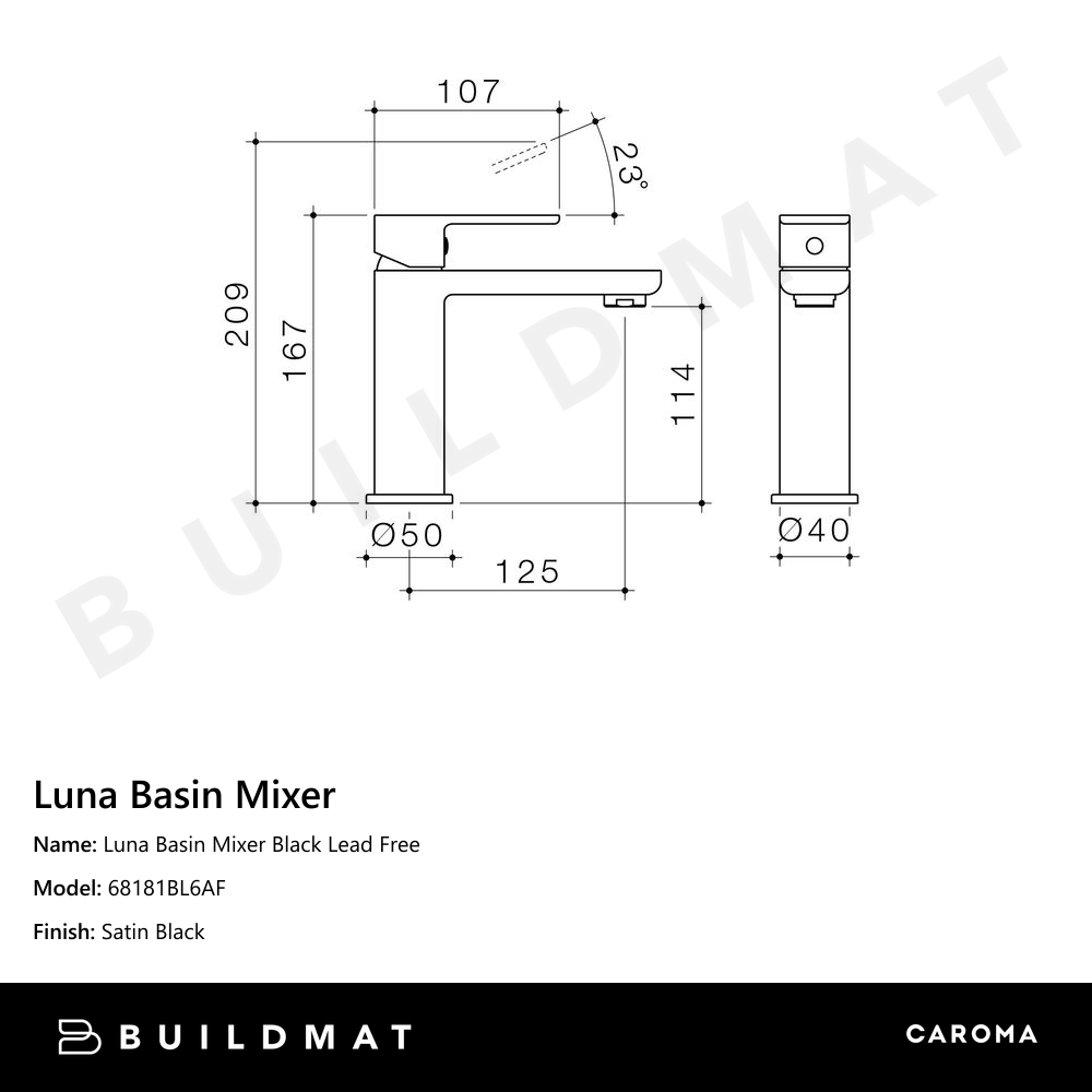 Luna Basin Mixer Black Lead Free