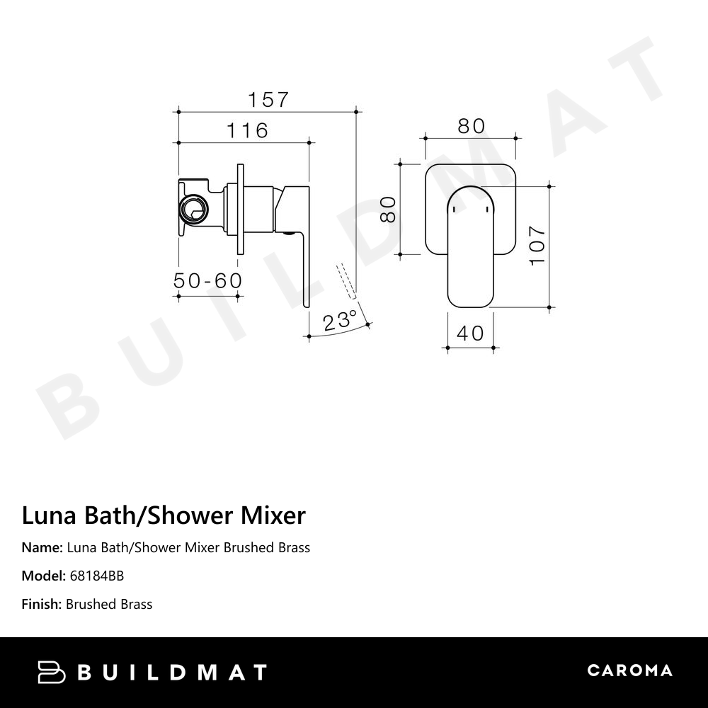 Luna Bath/Shower Mixer Brushed Brass