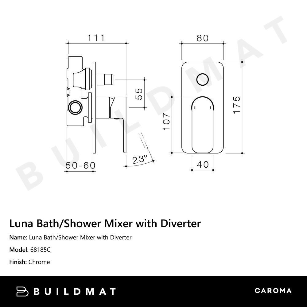 Luna Bath/Shower Mixer with Diverter