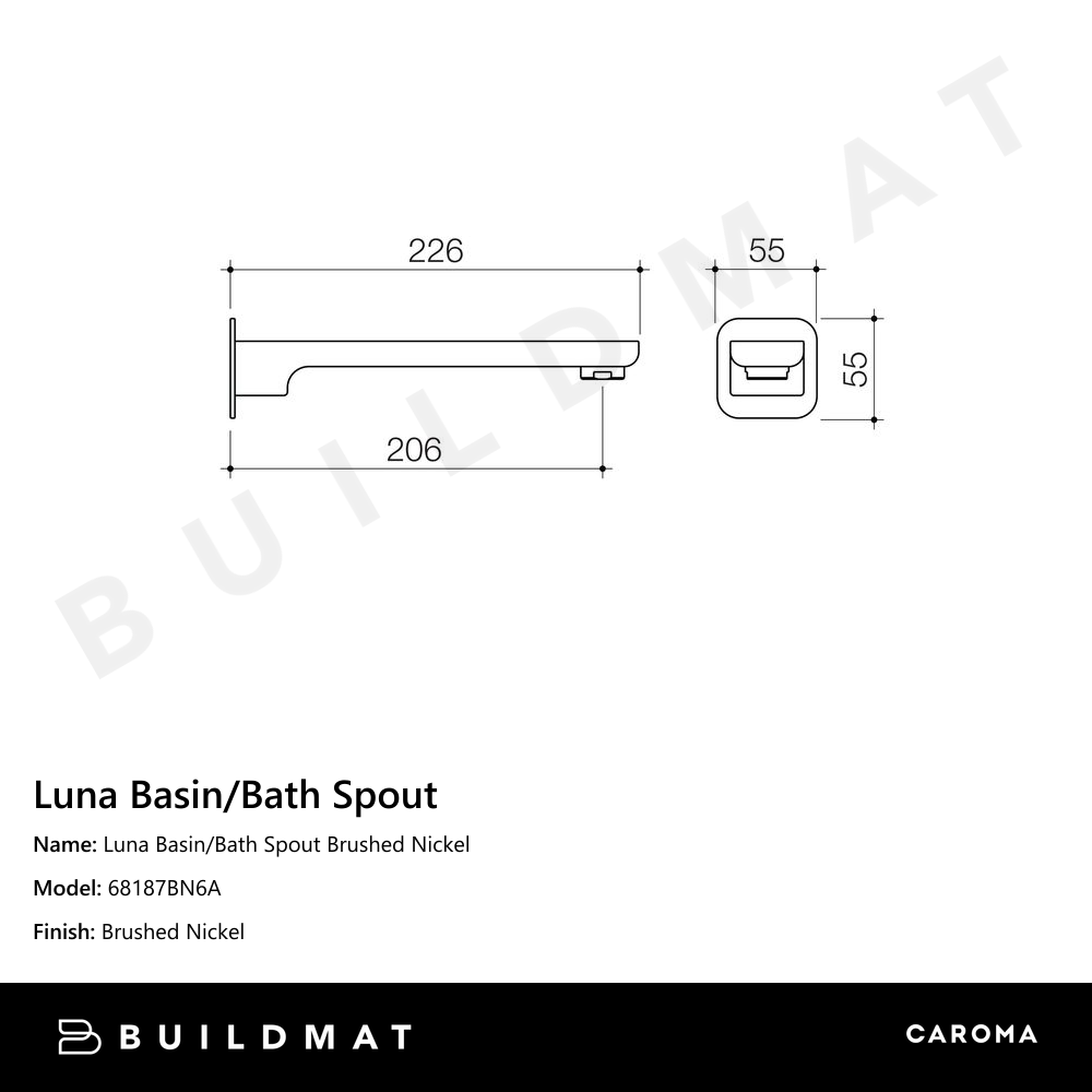 Luna Basin/Bath Spout Brushed Nickel