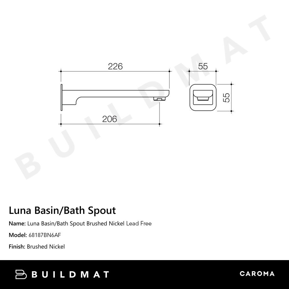 Luna Basin/Bath Spout Lead Free Brushed Nickel