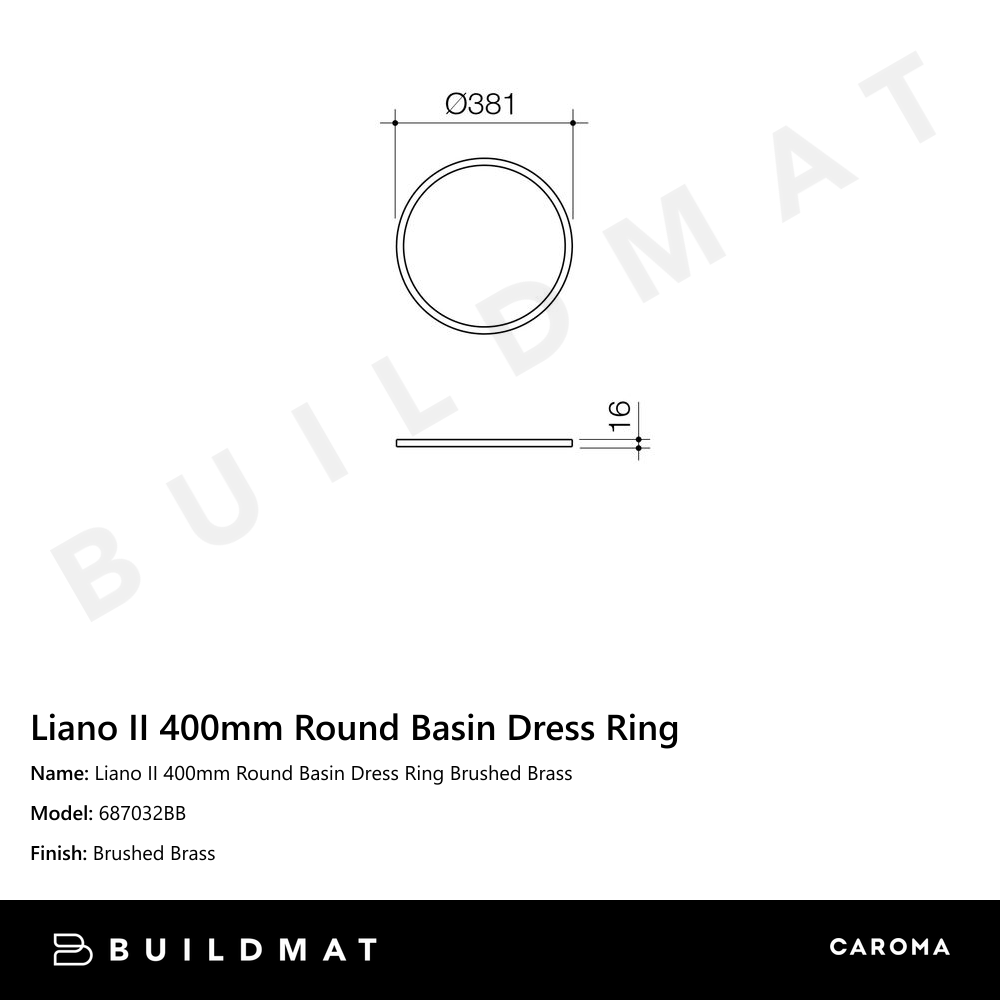 Liano II 400mm Round Basin Dress Ring Brushed Brass