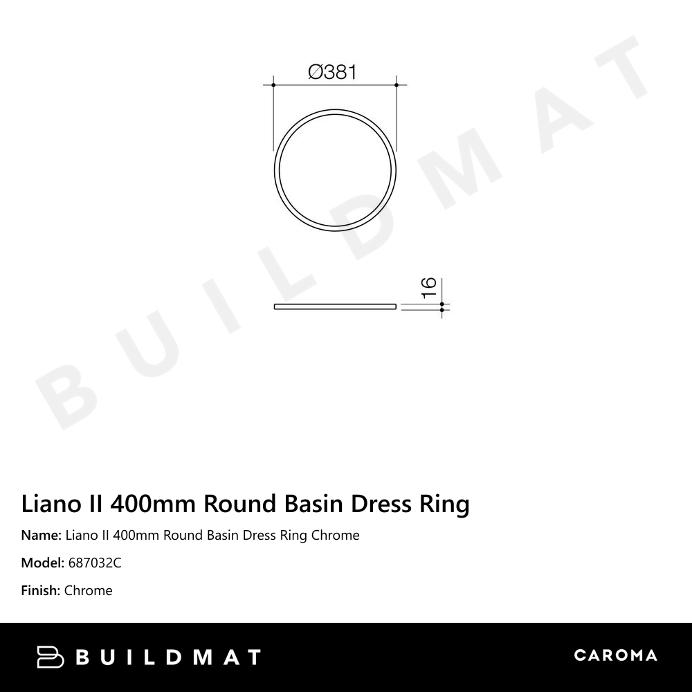 Liano II 400mm Round Basin Dress Ring Chrome