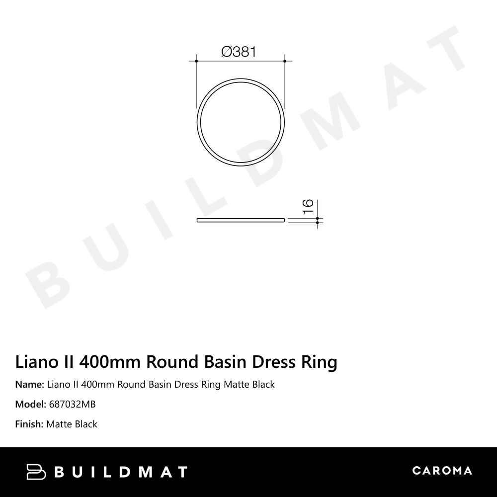 Liano II 400mm Round Basin Dress Ring Matte Black