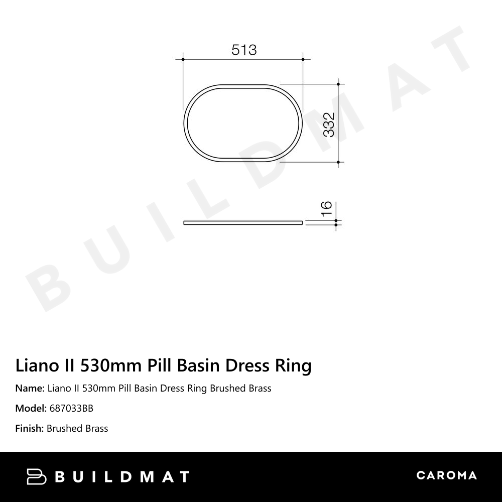 Liano II 530mm Pill Basin Dress Ring Brushed Brass