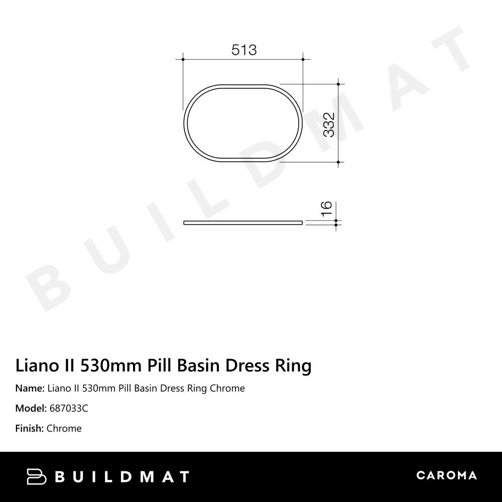 Liano II 530mm Pill Basin Dress Ring Chrome