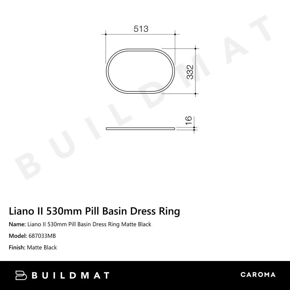 Liano II 530mm Pill Basin Dress Ring Matte Black