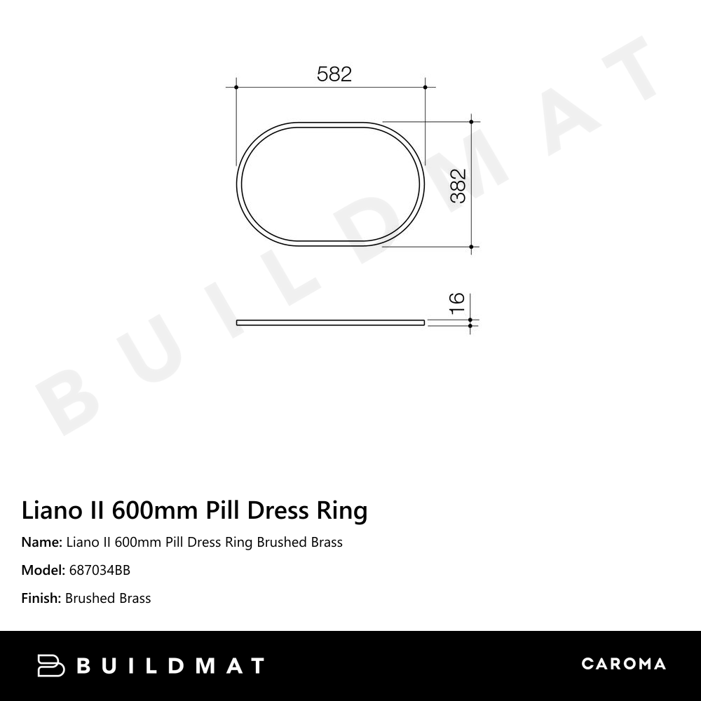 Liano II 600mm Pill Dress Ring Brushed Brass