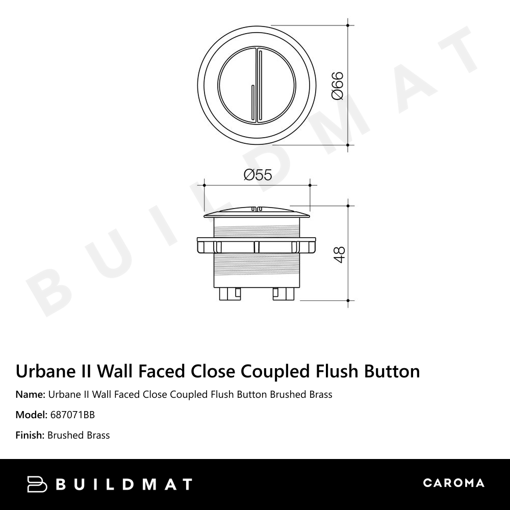 Urbane II Wall Faced Close Coupled Flush Button Brushed Brass