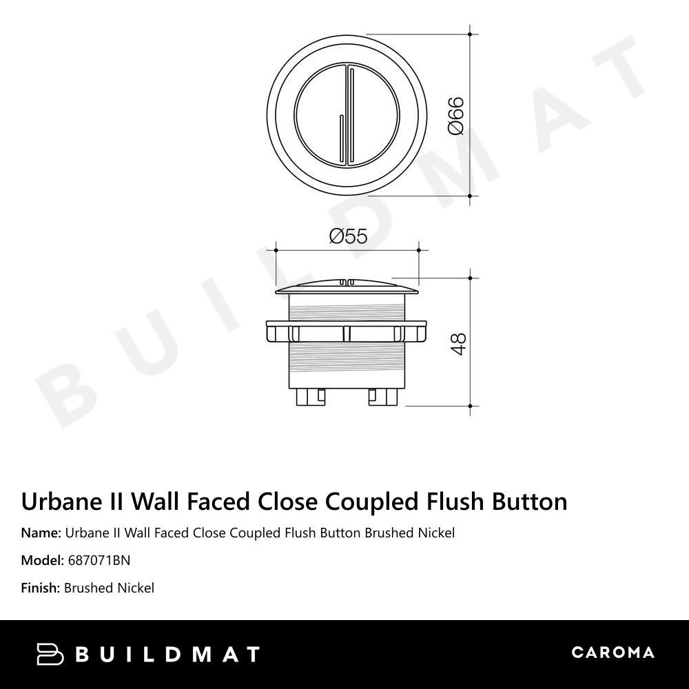 Urbane II Wall Faced Close Coupled Flush Button Brushed Nickel