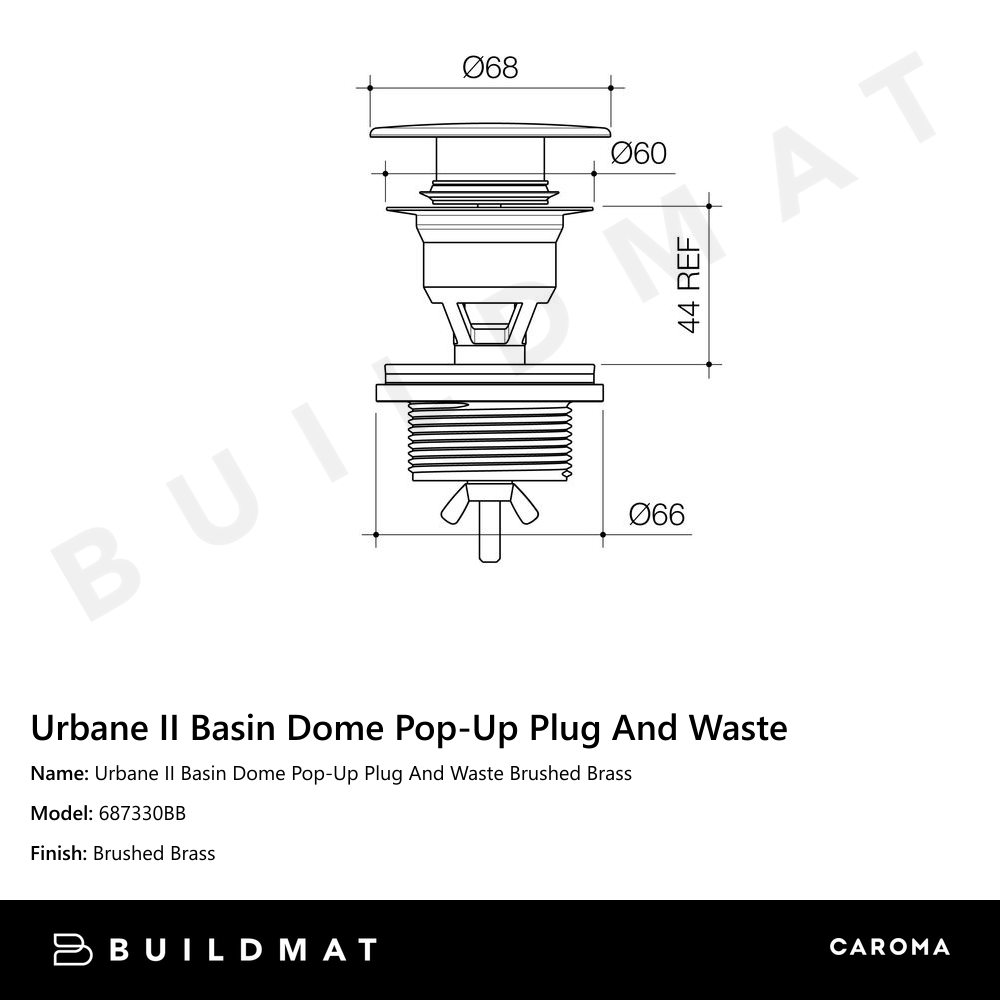 Urbane II Basin Dome Pop-Up Plug & Waste Brushed Brass