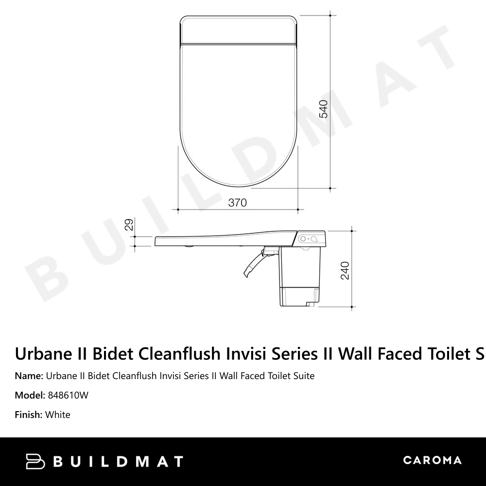 Urbane II Bidet Cleanflush Invisi Series II Wall Faced Toilet Suite