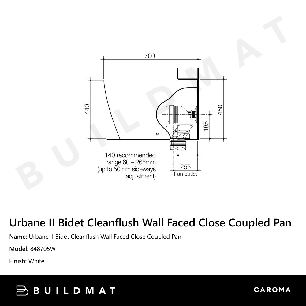 Urbane II Bidet Cleanflush Wall Faced Close Coupled Pan