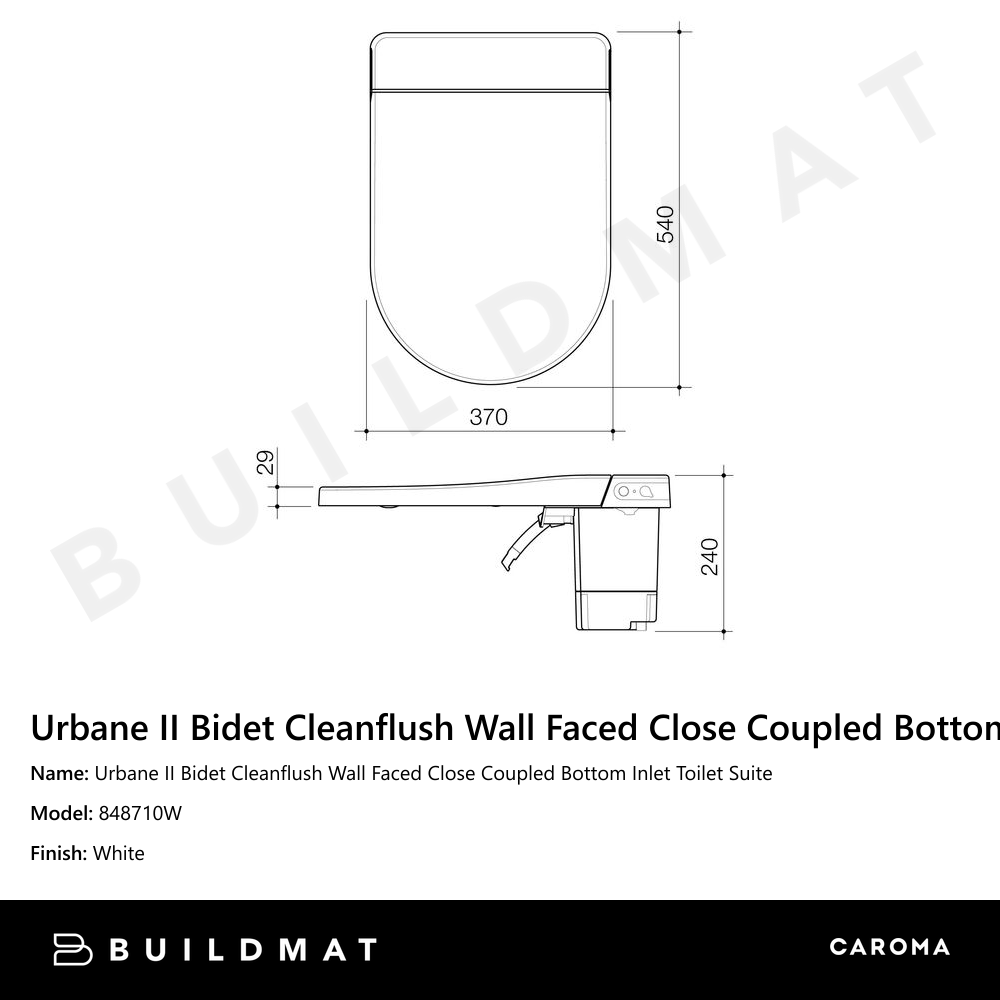 Urbane II Bidet Cleanflush Wall Faced Close Coupled Bottom Inlet Toilet Suite