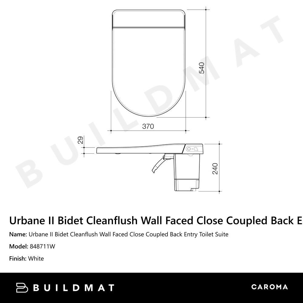 Urbane II Bidet Cleanflush Wall Faced Close Coupled Back Entry Toilet Suite