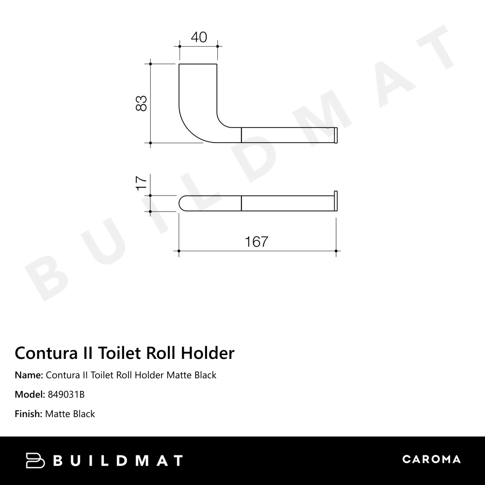 Contura II Toilet Roll Holder Matte Black