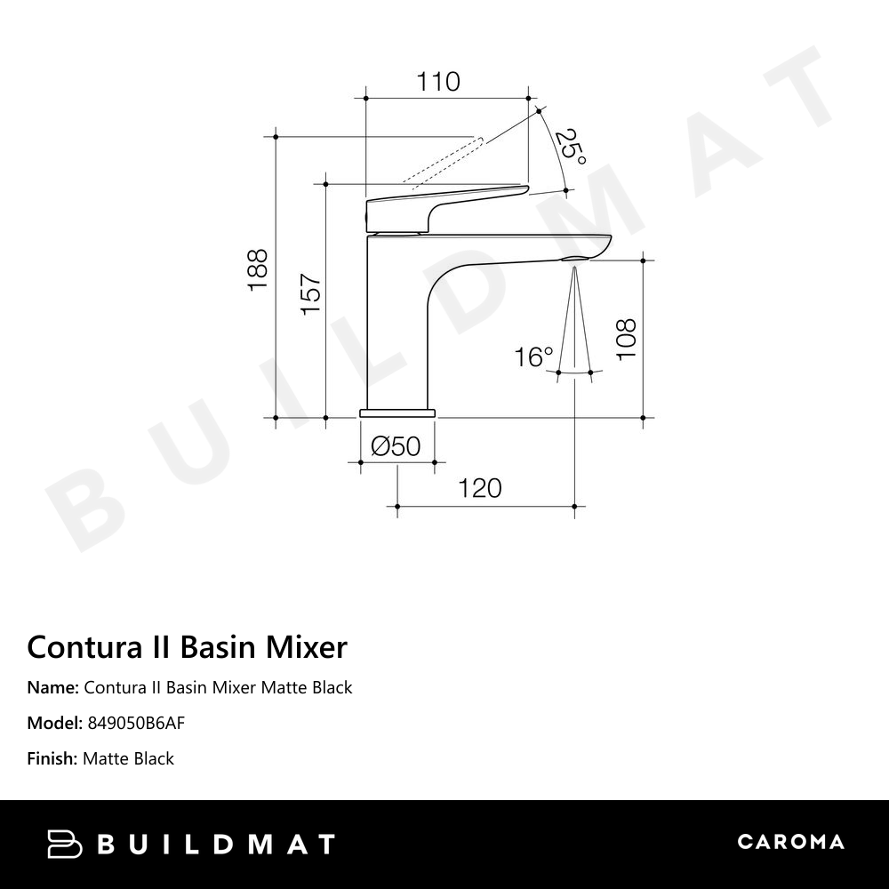 Contura II Basin Mixer Matte Black