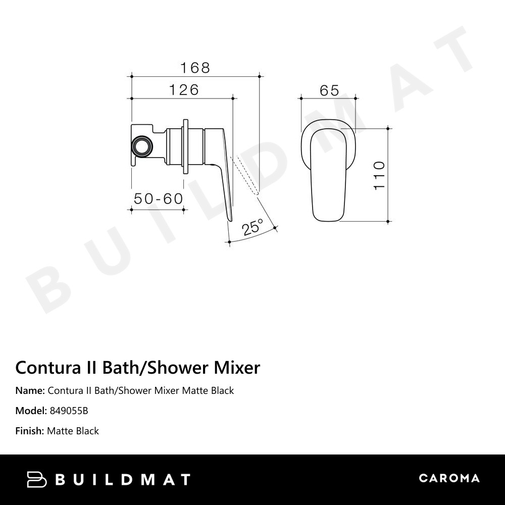 Contura II Bath/Shower Mixer Matte Black