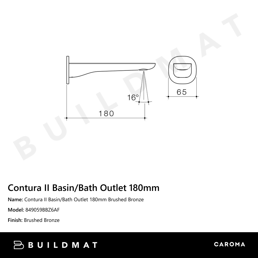 Contura II Basin/Bath Outlet 180mm Brushed Bronze