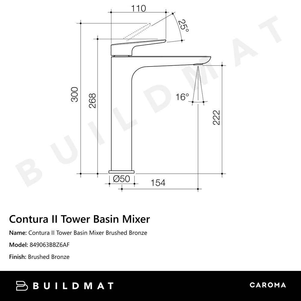 Contura II Tower Basin Mixer Brushed Bronze