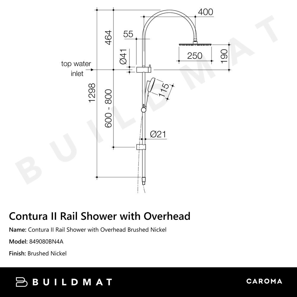 Contura II Rail Shower with Overhead Brushed Nickel