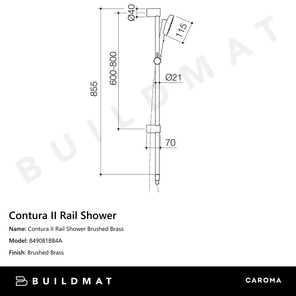 Contura II Rail Shower Brushed Brass